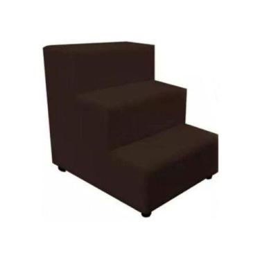 Imagem de Escada Escadinha Pet Cachorro 3 Degraus Rampa Suede Grace Marrom - Bla