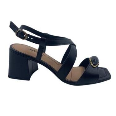 Imagem de Sandália Salto Bloco Médio Dakota com Enfeite Preta 9753 - Preto 39-Feminino