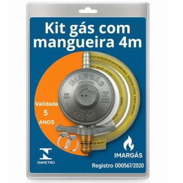 Imagem de Kit Registro Regulador Gás de Cozinha para Botijão P13 Com Mangueira 4