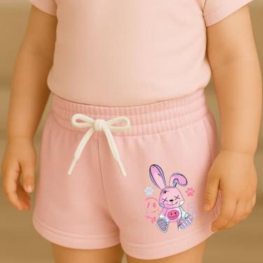 Imagem de Short Moletinho Infantil Estampado Feminino Coelho Street Colorido Del