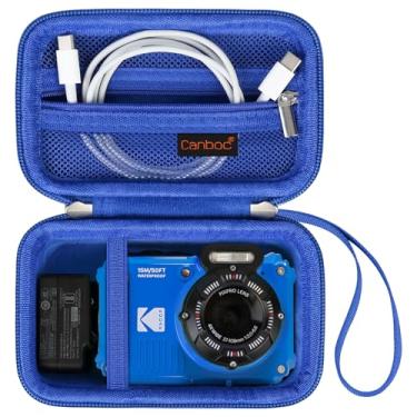 Imagem de Canboc Estojo de viagem para KODAK PIXPRO WPZ2 Câmera digital resistente à prova d'água, bolsa para câmera fotográfica subaquática, bolso de malha com zíper para cabo USB, bateria, adaptador, azul