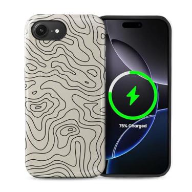 Imagem de Toulas Capa para iPhone 16E, [compatível com MagSafe], capa rígida de camada dupla híbrida resistente a arranhões, listras retrô pretas e brancas