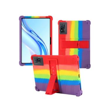 Imagem de Capa para tablet Doogee Tab E3+ Android 15 de 12 polegadas, capa protetora de borracha leve à prova de choque, capa protetora de silicone macio ajustável para crianças, arco-íris