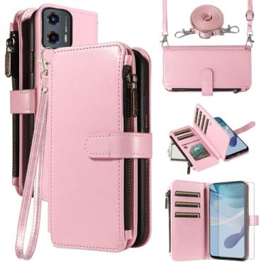 Imagem de Asuwish Capa de celular para Motorola Moto G 5G 2023 capa com protetor de tela de vidro temperado e cordão protetor com zíper carteira suporte para cartão suporte acessórios para celular G5G 5 G G5