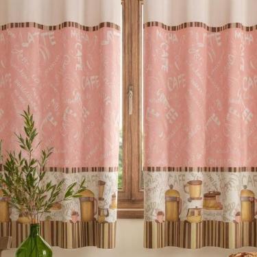 Imagem de Cortina Oxford Para Cozinha Janela Vitrô 2,00x1,40 Estampada Lisa Com 