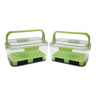 Imagem de Kit 2 Potes Herméticos Com Alça Organizador Geladeira Frutas