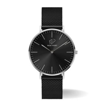 Imagem de Relógio Masculino preto minimalista Full Black 40mm New Port