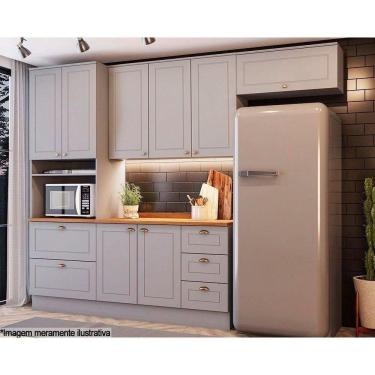 Imagem de Kit Cozinha Modulada 5 Peças Americana 2 Aéreos + 1 Balcão + 1 Paneleiro + 1 Complemento C5p12 Cinza