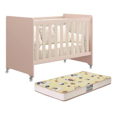 Imagem de Berço Evolution 4 Em 1 Rosa Fosco Com Colchão Supreme - Reller Móveis Rosa Fosco