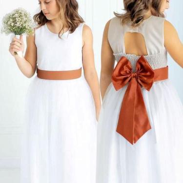 Imagem de Faixa e Laço TERRACOTA Infantil Prega Acessório Para Vestido Festa ele