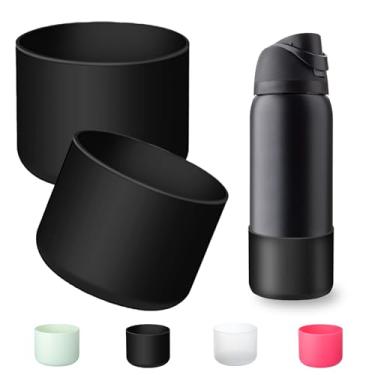 Imagem de LONPARRY Pacote com 2 botas de garrafa de água de silicone para Owala 947 ml, capa inferior antiderrapante para garrafas de água de aço inoxidável FreeSip, Twist e Flip pretas