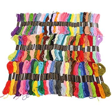 Imagem de 100 unidades de linhas de costura coloridas de poliéster doméstico feito à mão projetos artesanais presente conjunto de linhas de poliéster multicoloridas para costura acolchoado