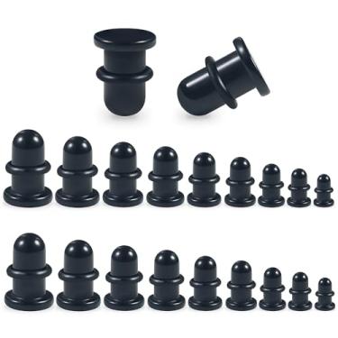Imagem de Yaalozei 14G-00G Acrílico Sólido Calibres Planos Plugues de alargamento único alargador Kit de alongamento para orelhas Preto Transparente Calibre com O-Rings Kit de Alongamento Expansor de Orelha