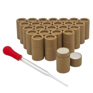 Imagem de GreenWay 0,2 oz / 6 g Kraft Papelão Lip Balm Tubos com conta-gotas – Pacote com 25 tubos de brilho labial recarregáveis recipientes cosméticos DIY – recipientes de bálsamo labial estilo curto tubos de