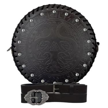 Imagem de Bolsa renascentista feminina medieval bolsa de cintura pirata bolsa viking bolsa de couro sintético, acessórios Ren Faire presente, Preto 2, Cinto