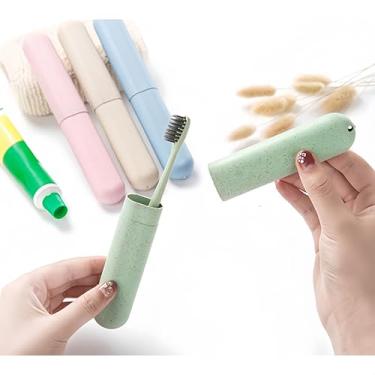 Imagem de Estojo de escova de dentes portátil, suporte de escova de dentes de viagem para cuidados pessoais, armazenamento higiênico compacto para viagem (azul)