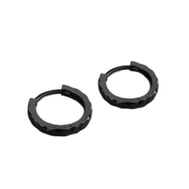 Imagem de Brincos masculinos hip hop descolados modernos delicados argolas prateadas pretas brincos redondos brinco cirúrgico de aço inoxidável joia presente, Medium, Metal, Sem pedra preciosa