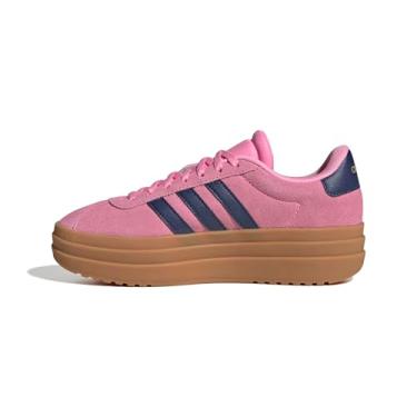 Imagem de adidas Tênis infantil unissex Vl Court 3.0 com cadarço, Rosa Bliss, azul escuro/dourado metálico, 18