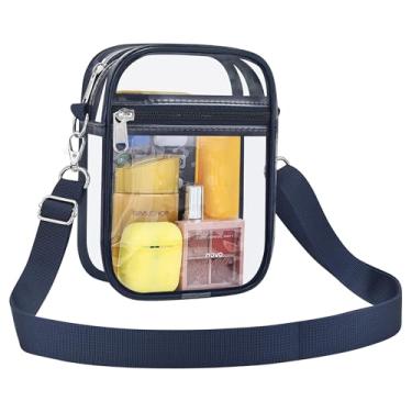 Imagem de AROUVOG Bolsa transparente para eventos de estádio masculina e feminina bolsa transversal transparente aprovada para estádio bolsa transparente à prova d'água, Azul marinho, Medium