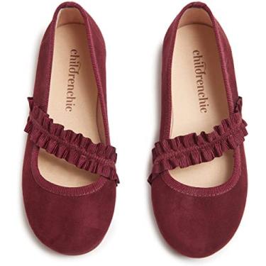 Imagem de ChildrenChic Mary Jane Tênis com tiras elásticas – Sapatos para meninas (bebês/crianças pequenas), Borgonha, 20 BR