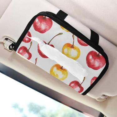 Imagem de SEHANY Porta-lenços de papel de carro cereja rosa, caixa de lenços para carro, viseira solar, porta-guardanapos, dispensador de máscara de carro retangular, caixa de lenços para veículos para