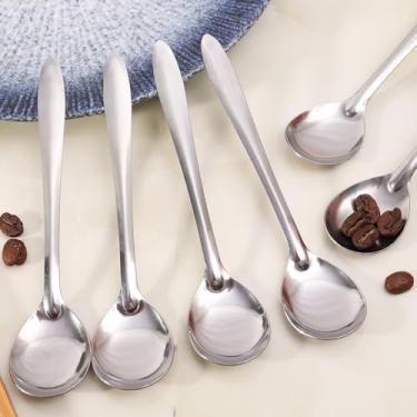 Imagem de 5 colheres de sobremesa de cabo longo de aço inoxidável, utensílios de tempero, acessórios de cozinha doméstica