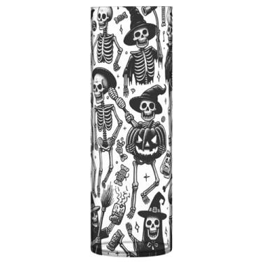 Imagem de JUZIHAI Vaso esqueleto de Halloween para flores 9,9 cm x 30 cm Cilindro de plástico moderno vaso de flores para decoração de casa de centro de mesa de casamento