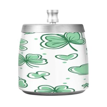 Imagem de Qilmy Cinzeiro de aço inoxidável bonito estilo desenho animado com tampa - Cinzeiro de cigarro à prova de vento sem cheiro sem fumaça para casa, escritório, carro, pátio, varanda (uso interno e