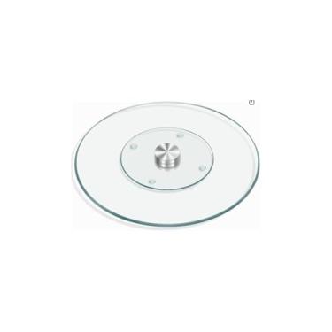Imagem de Prato Giratório para Confeitaria, Base em Vidro e Metal, 30cm de Diâmetro, Transparente, Ideal para Bolos e Tortas