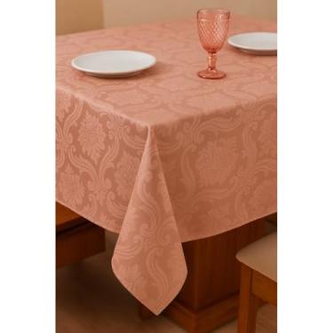 Imagem de Toalha de Mesa Jacquard Retangular Luxo para 4 6 ou 8 Lugares – Tecido Elegante Durável e Fácil de Limpar (Rose,8 Lugar 2,50x1,40)