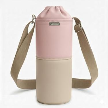 Imagem de Bolsa Térmica (ROSA COM BEGE) RAMIERE para Garrafa de 500 ML em Couro Sintético - Coleção Cores VERÃO 2026