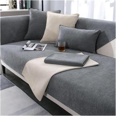 Imagem de Capa De Sofá De Chenille Macia 1/2/3/4 Lugares Universal Antiderrapante Em Forma De L Capa De Sofá Em Forma De I Capas De Sofá Laváveis Para Sala De Estar, Light Gray, 110 * 240cm