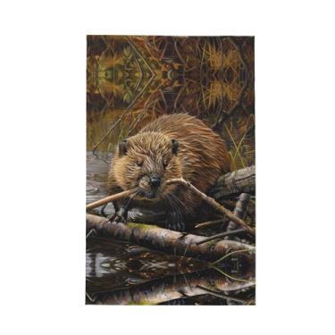 Imagem de XLLingL Toalhas de cozinha de waffle com estampa de trabalho castor, panos de prato de microfibra, para decoração e limpeza de cozinha - 1 peça