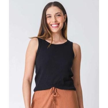 Imagem de Blusa Regata Feminina Canelada Marisa Preto-92027, Preto, P