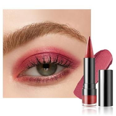 Imagem de BINGBRUSH Bastão de sombra com glitter e lápis delineador, sombra creme, brilho metálico 4 em 1, clareador de olhos impermeável de longa duração, maquiagem altamente pigmentada (#05-Ruby Glitz)