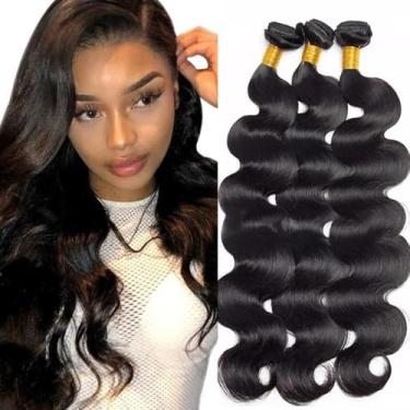 Imagem de Pacotes ondulados de cabelo humano trama dupla 71 71 cm 71 cm extensões de cabelo Remy brasileiro não processado mechas de cabelo humano saudável e macio, trama dupla, 3 peças/conjunto ofertas