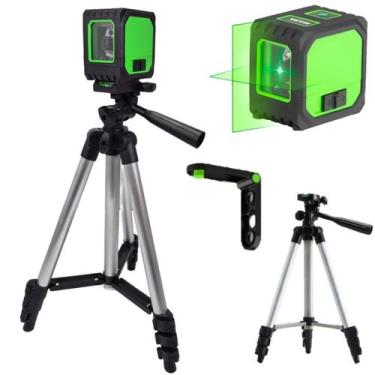 Imagem de Nível A Laser Verde 2 Linhas Tripé 1 metro Suporte Magnético Bolsa - H
