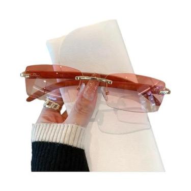 Imagem de Óculos De Sol Fashion Unissex Sem Armação Com Pernas Em Madeira - NONE