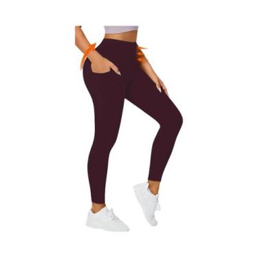 Imagem de Leggings Esportivas Femininas De Cintura Alta Super Macias Com Bolsos 