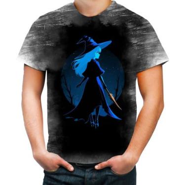 Imagem de Camiseta Desgaste Bruxa Halloween Azul Festa 10 - Kasubeck Store®, INF