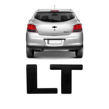 Imagem de Emblema Adesivo Letreiro LT Preto Black Piano Onix Agile Cruze Equinox
