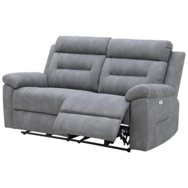 Imagem de Sofá 2 Lugares Retrátil Reclinável Elétrico Poliéster e PU Molas Ensac