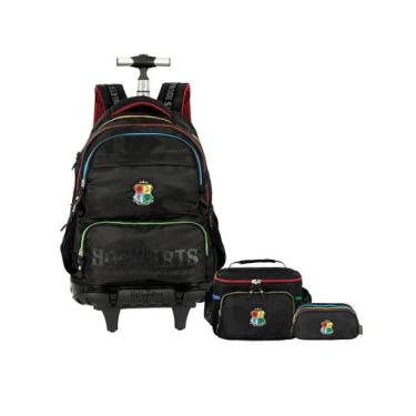 Imagem de Kit Harry Potter Mochila Rodinhas+ Lancheira + Estojo Triplo