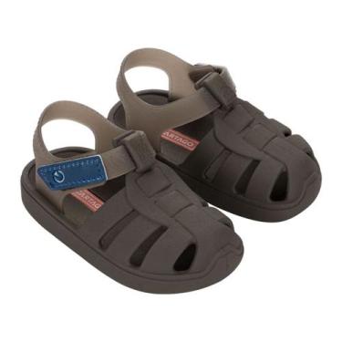 Imagem de Sandalia Papete Infantil Baby Cartago Ajuste Facil Auto Colante, Marro
