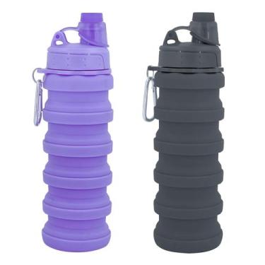 Imagem de Garrafas de água dobráveis YCTMALL 500mL (roxa/cinza), pacote com 2 un