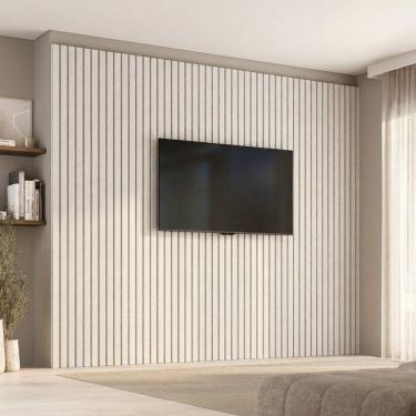 Imagem de Painel para TV até 86 Polegadas 280cmx250cm Ripado Aruá CabeCasa MadeiraOriginals Off White Off White
