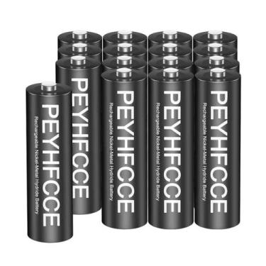 Imagem de Bateria AA PEYHFCCE 1,2V 600mAh NiMH Recarregável - Pacote com 16 unid