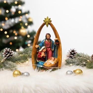 Imagem de Presépio Sagrada Família Natal Luxo Decoração Estatueta Manjedoura Res