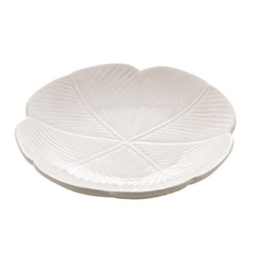 Imagem de Prato Decorativo de Cerâmica Banana Leaf Branco 27,5cm x 26,5cm x 5cm - Lyor