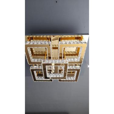 Imagem de Paflon Quadrado 60x60 cm Dourado Led com Cristal K9